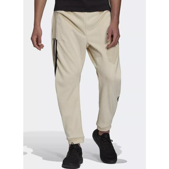 NWT Adidas Future Icons Premium Velour Pants Joggers in Beige/Black. Size 2XL - Picture 1 of 10